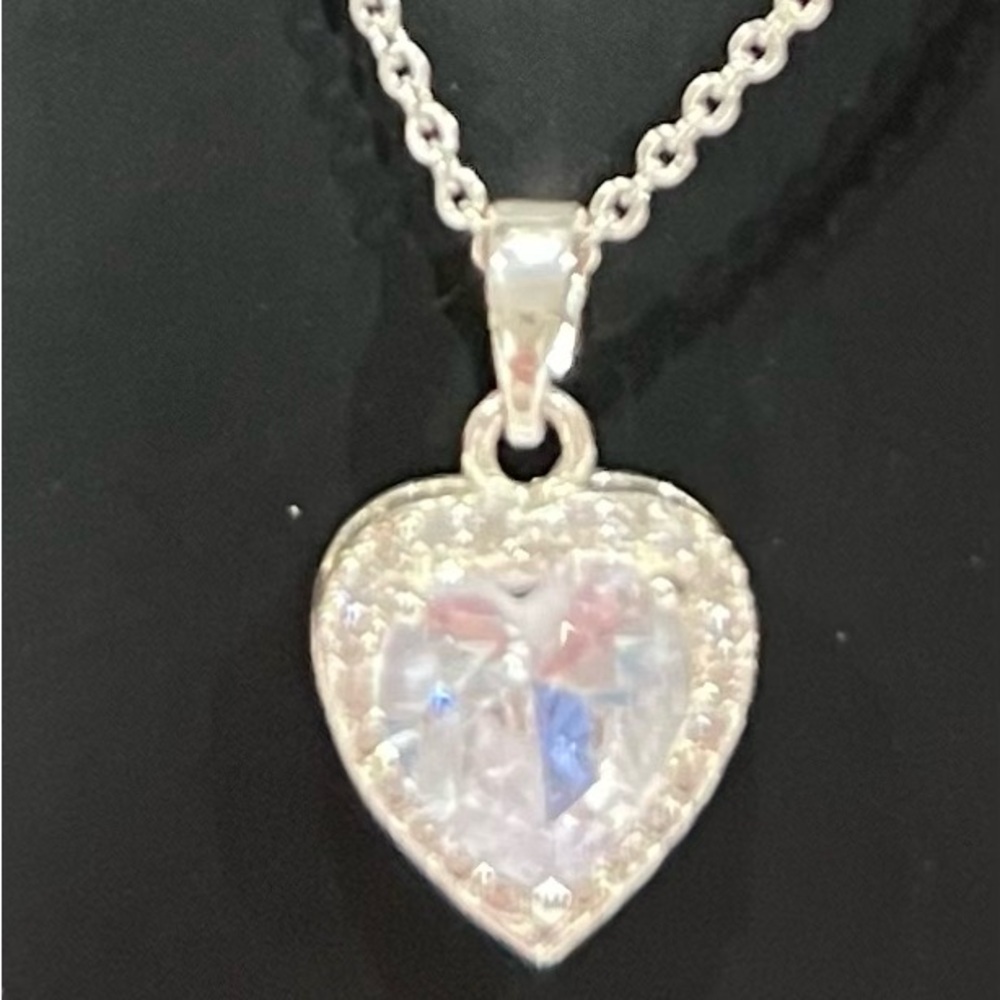Swarovski Elements Silver & Pale Blue Crystal Heart Necklace